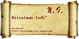 Mittelman Ivó névjegykártya